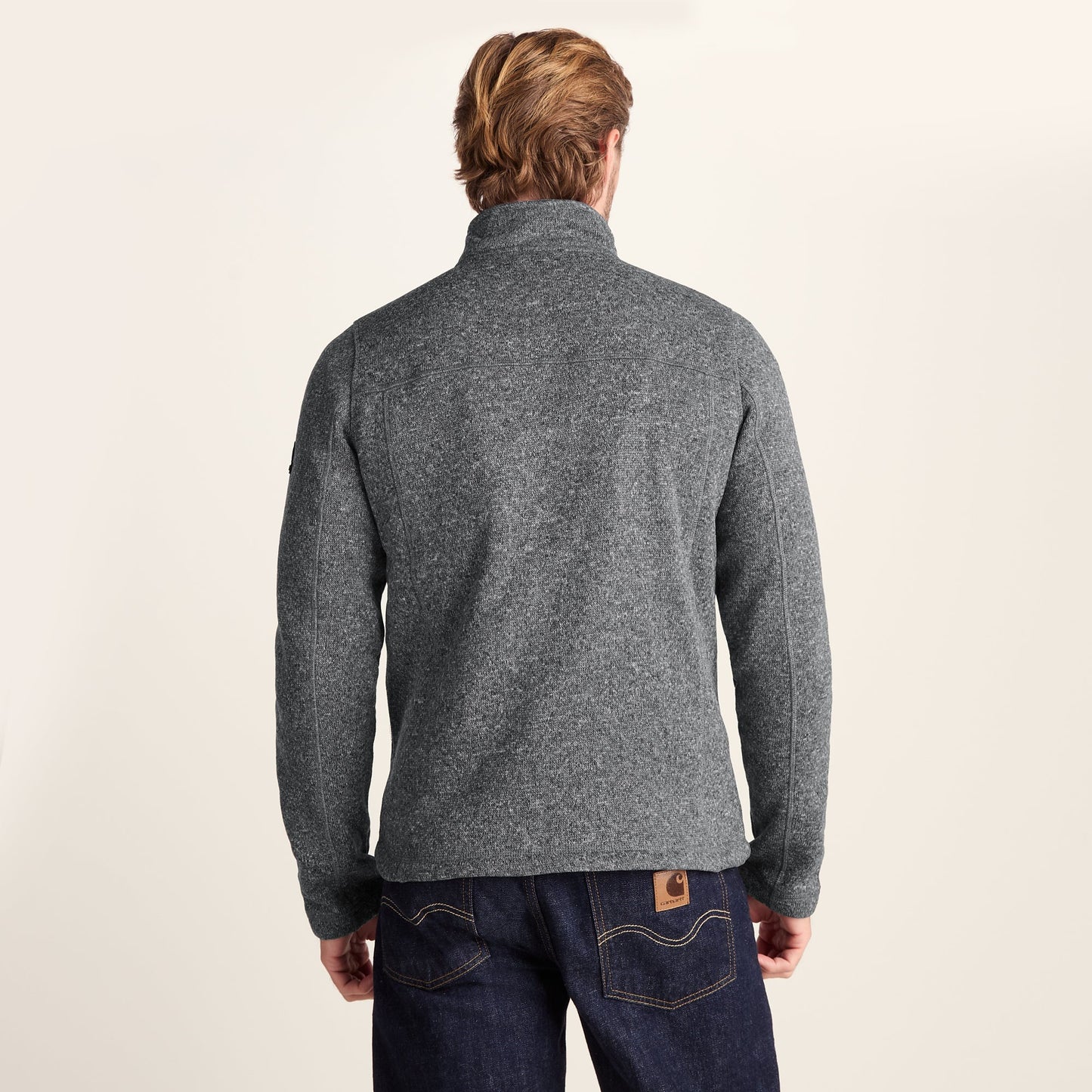 Cresswell Mens Knitlook Fleece Jacket - Dark Grey Marl