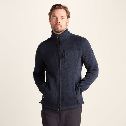 Cresswell Mens Knitlook Fleece Jacket - Dark Indigo Marl