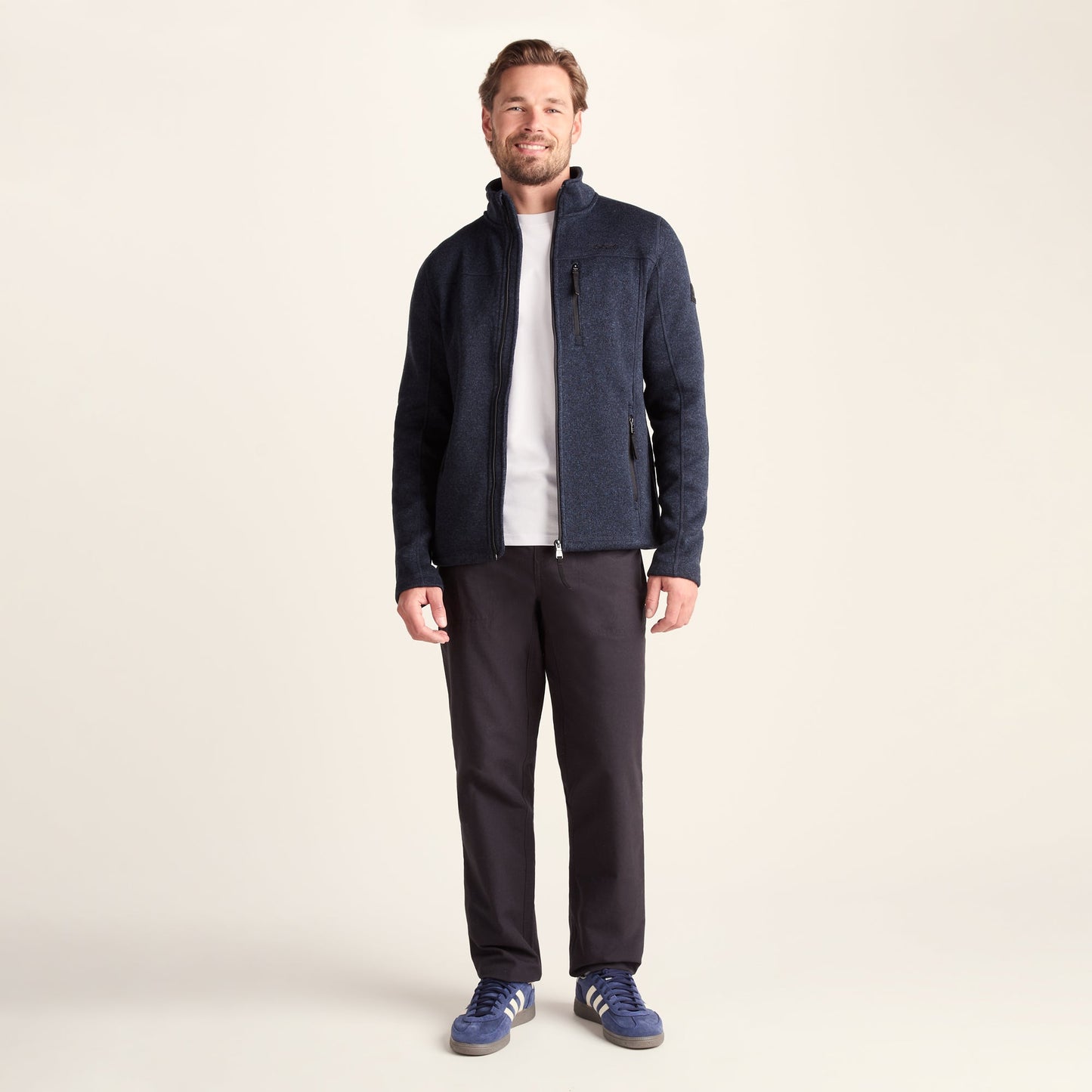Cresswell Mens Knitlook Fleece Jacket - Dark Indigo Marl