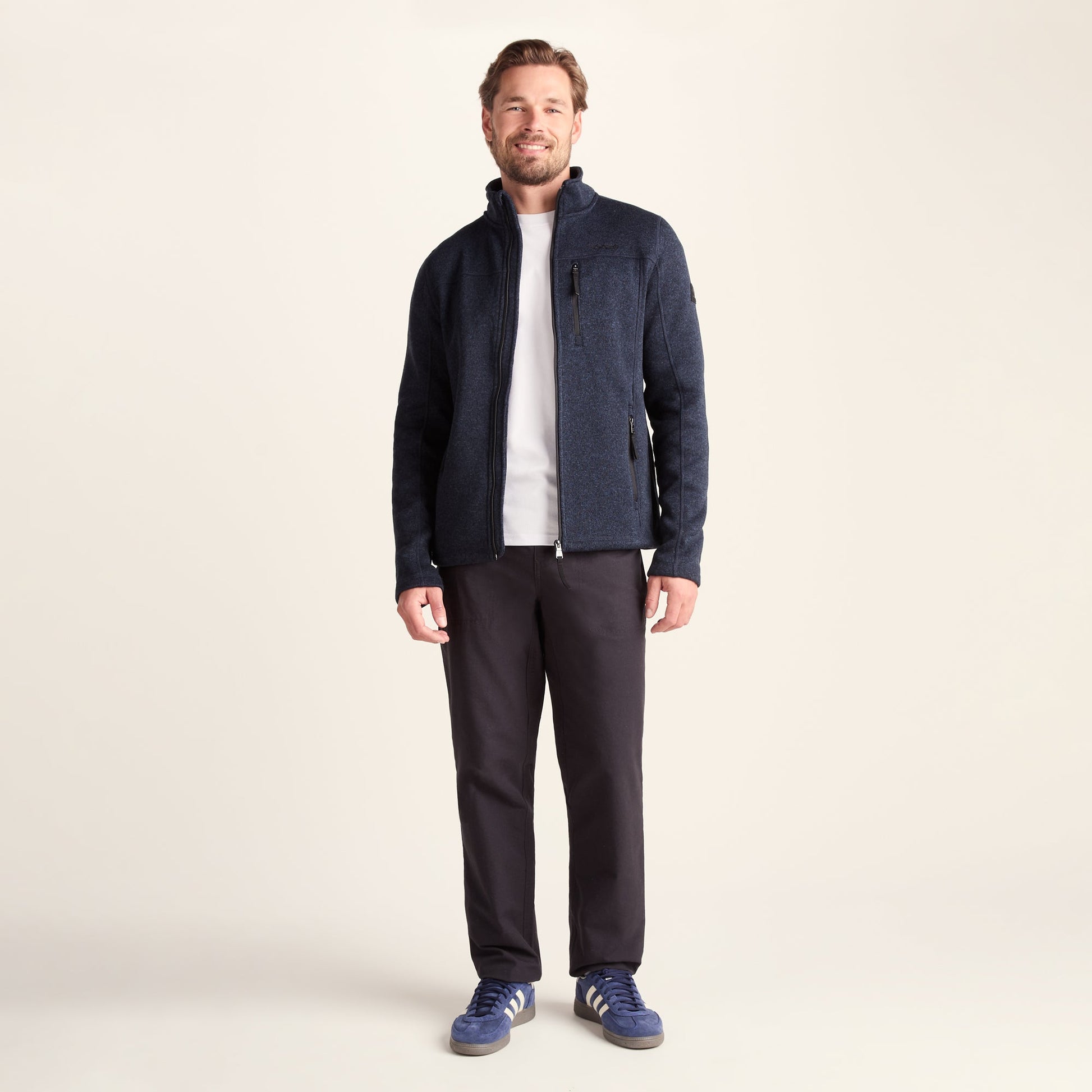Cresswell Mens Knitlook Fleece Jacket - Dark Indigo Marl