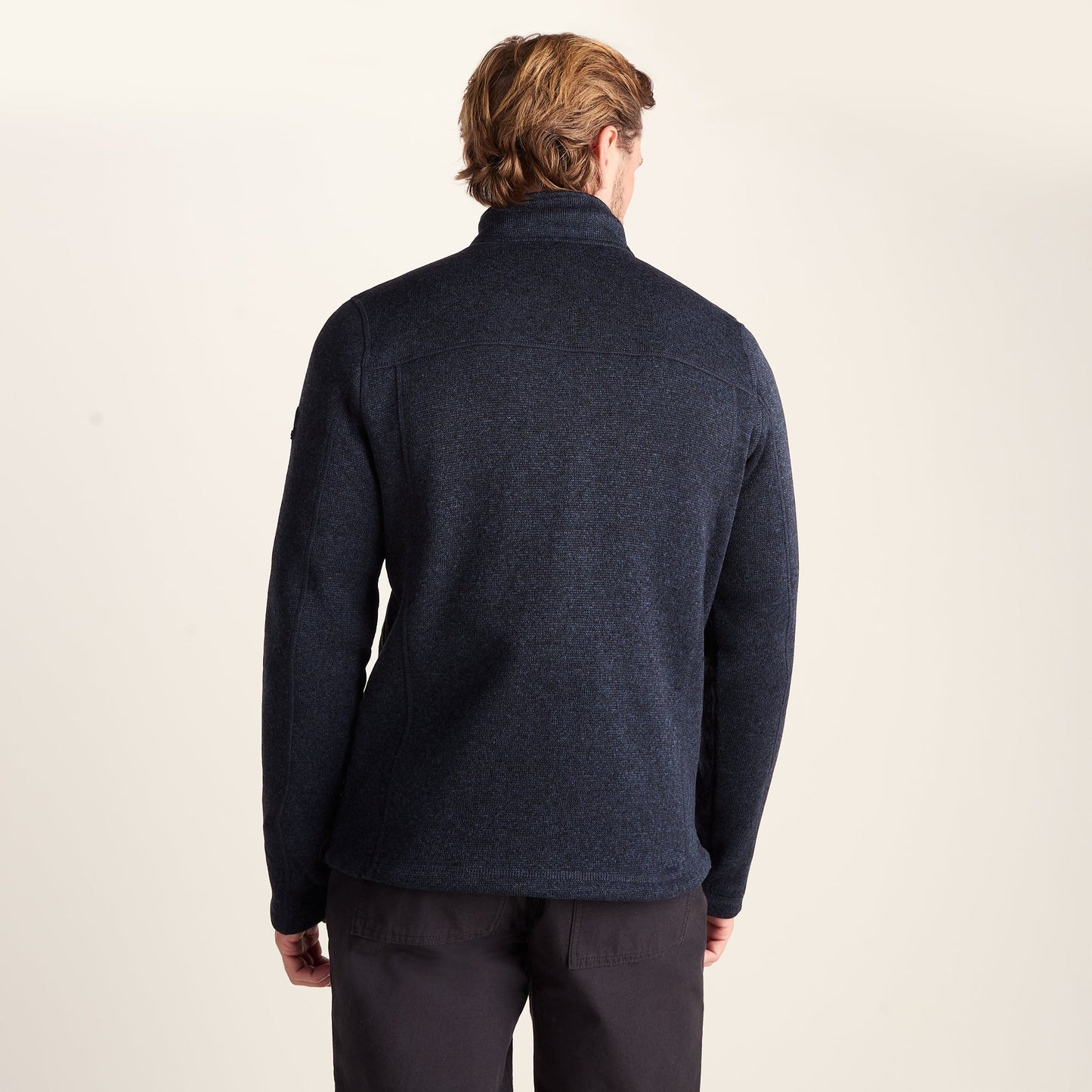 Cresswell Mens Knitlook Fleece Jacket - Dark Indigo Marl