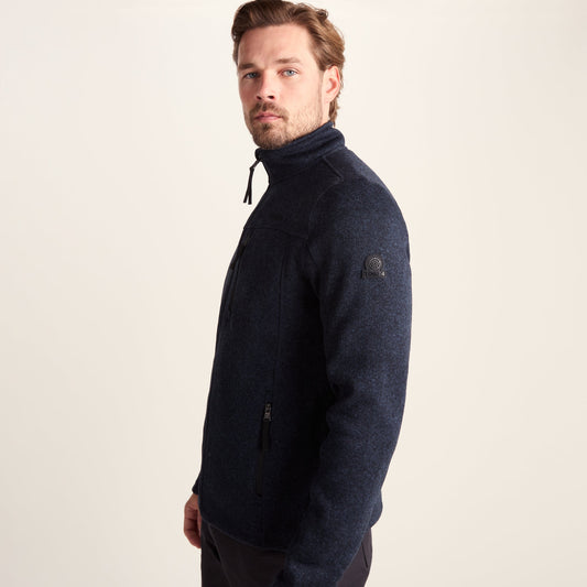 Cresswell Mens Knitlook Fleece Jacket - Dark Indigo Marl