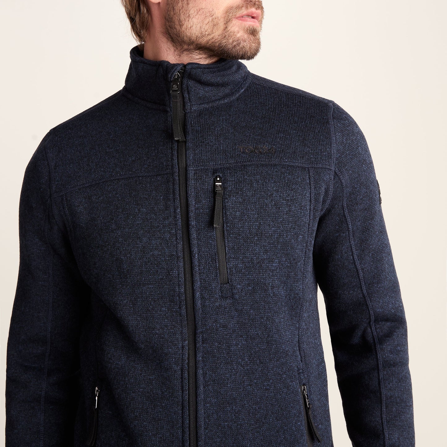 Cresswell Mens Knitlook Fleece Jacket - Dark Indigo Marl