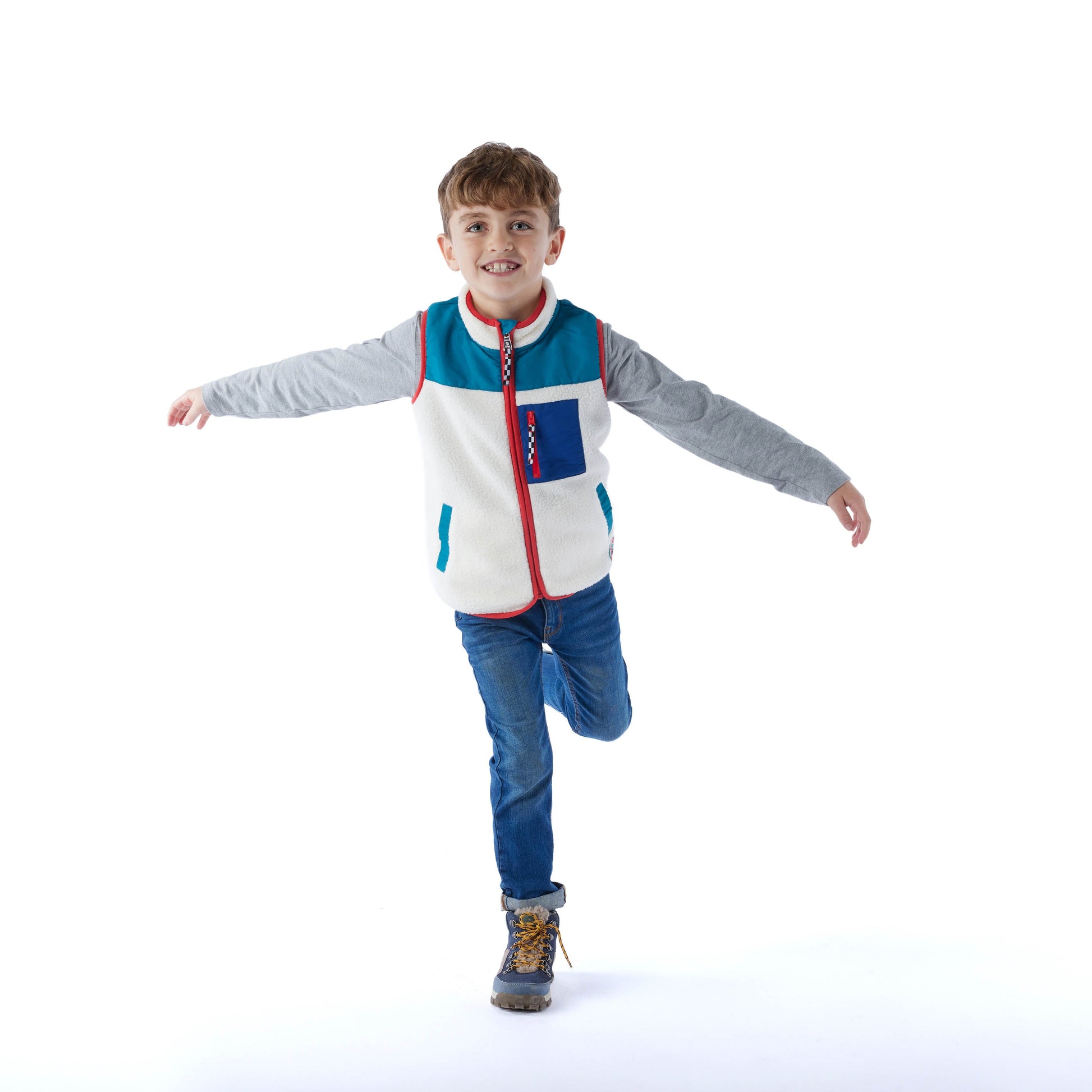 Damara Kids Shaun the Sheep Sherpa Gilet - Woolly/Ocean Blue