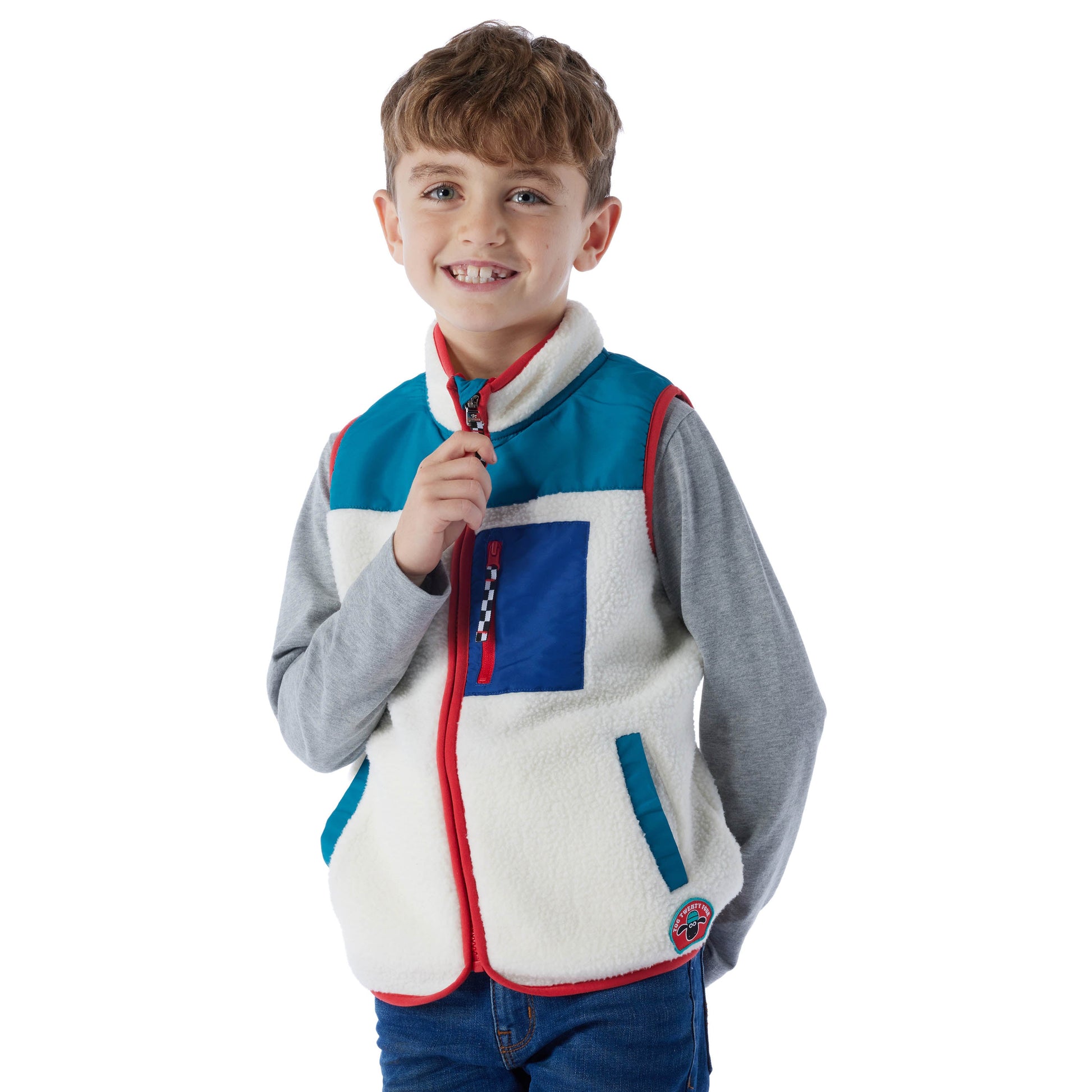 Damara Kids Shaun the Sheep Sherpa Gilet - Woolly/Ocean Blue