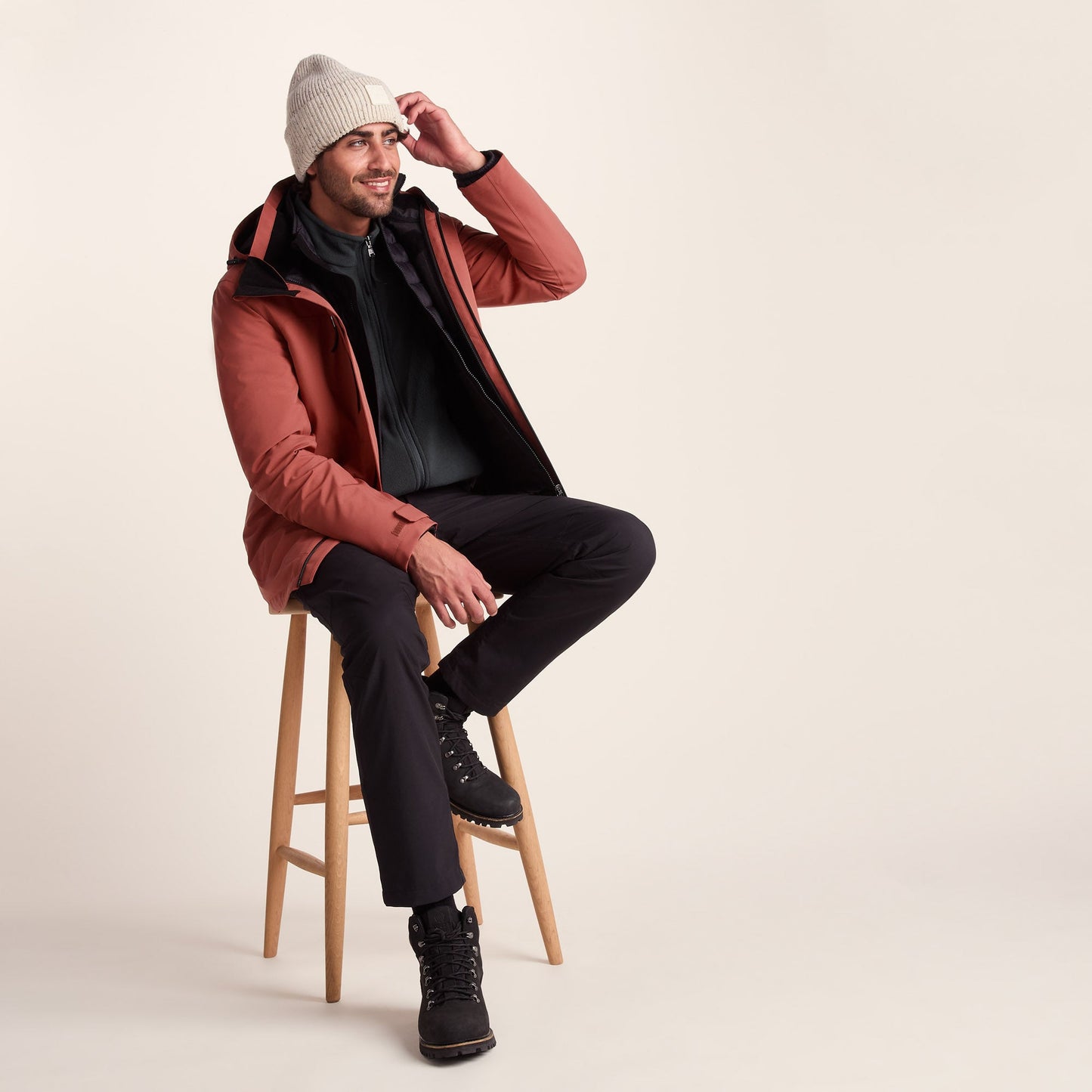 Denton Mens 3-in-1 Waterproof Jacket - Clay