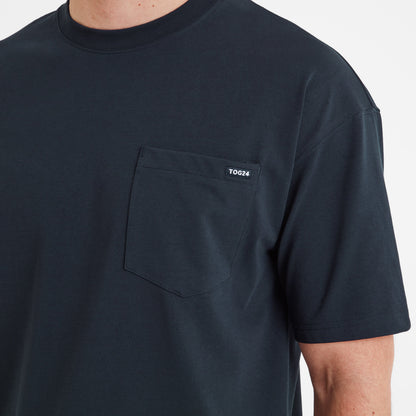 Denva Mens Oversized Premium Heavyweight 100% Cotton Jersey T-Shirt - Dark Indigo