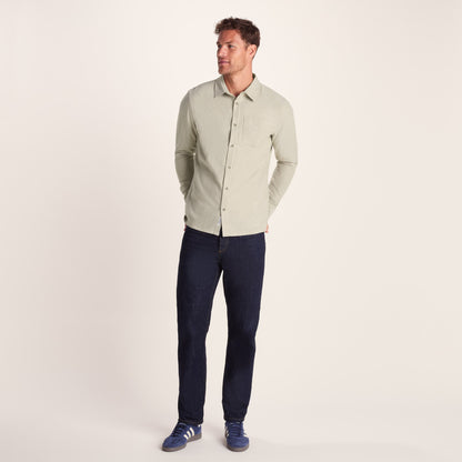 Draper Mens Long Sleeve Cotton Herringbone Shirt - Hazelnut