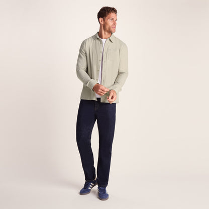Draper Mens Long Sleeve Cotton Herringbone Shirt - Hazelnut