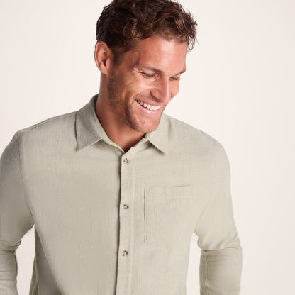 Draper Mens Long Sleeve Cotton Herringbone Shirt - Hazelnut