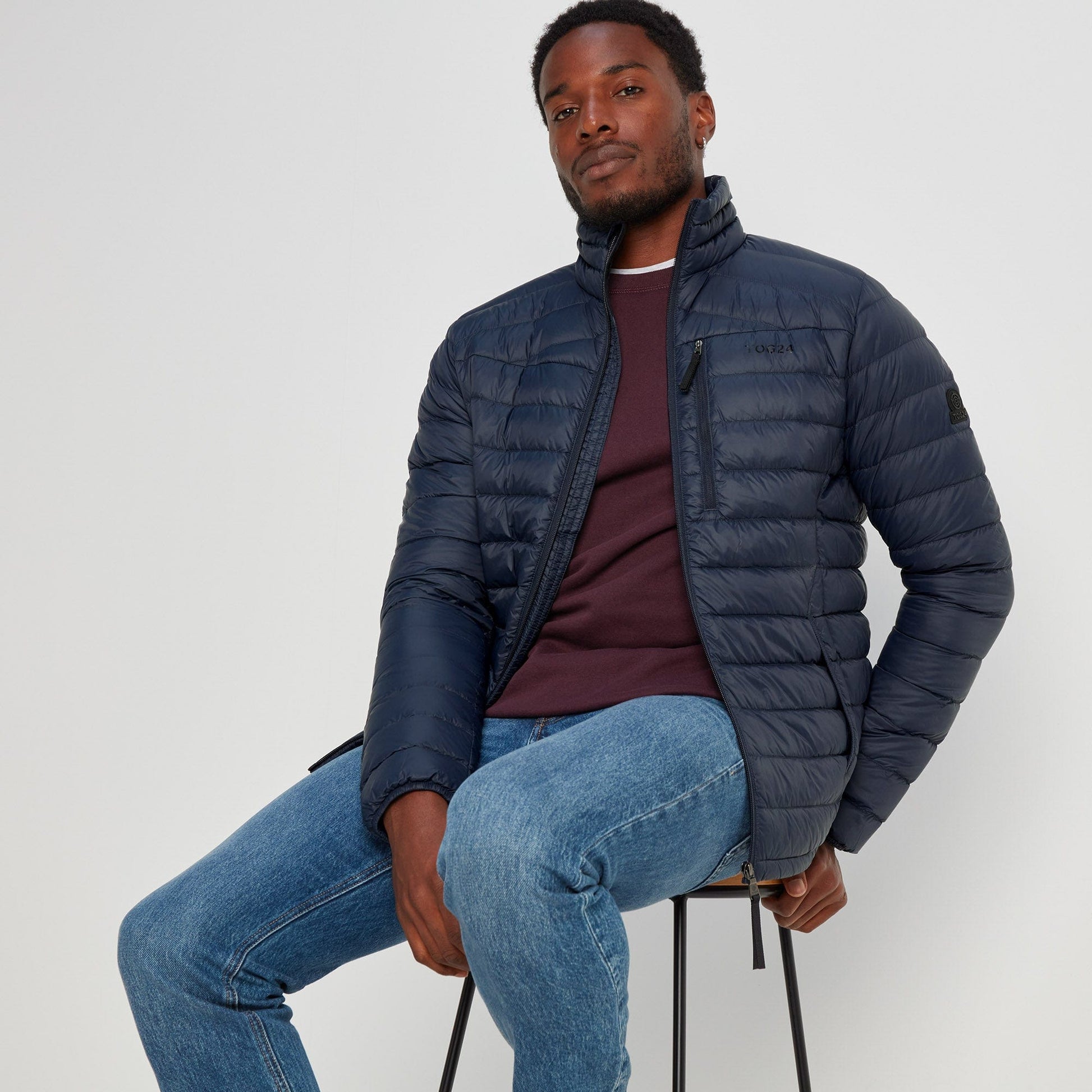 Drax Mens Funnel Down Jacket - Navy