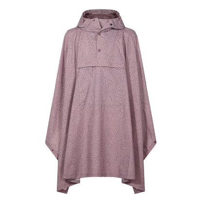 Drench Unisex Waterproof Poncho - Dusky Pink Wiggle Print