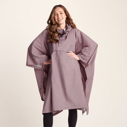 Drench Unisex Waterproof Poncho - Dusky Pink Wiggle Print