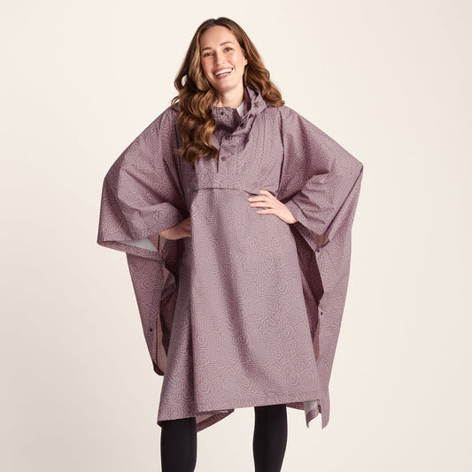 Drench Unisex Waterproof Poncho - Dusky Pink Wiggle Print