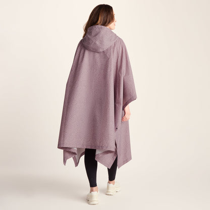 Drench Unisex Waterproof Poncho - Dusky Pink Wiggle Print