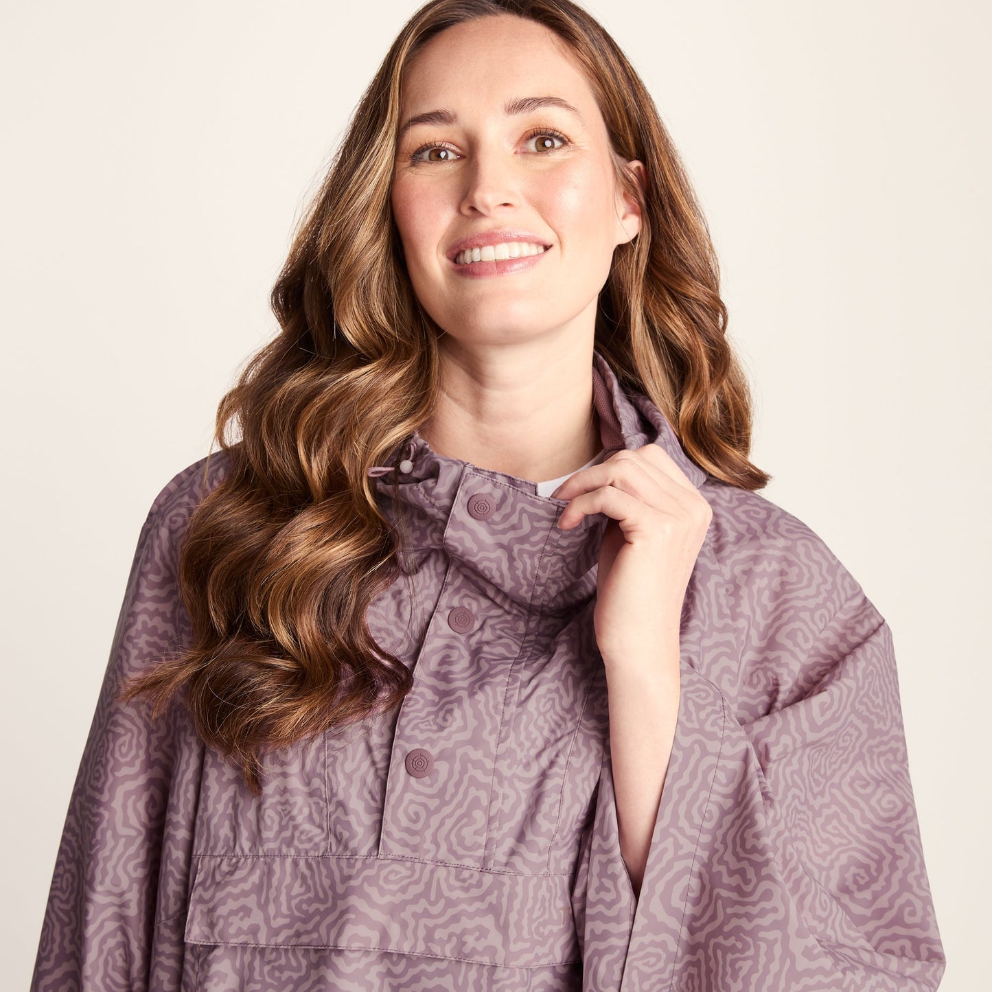 Drench Unisex Waterproof Poncho - Dusky Pink Wiggle Print