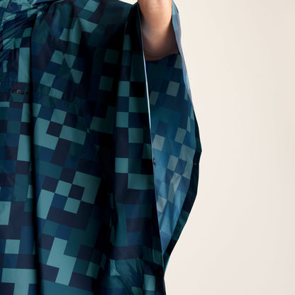 Drench Unisex Waterproof Poncho - Blue Pixel Print