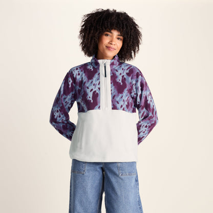 Eden Womens Relaxed Fit Microfleece Zip Neck - Smokey Blue Print