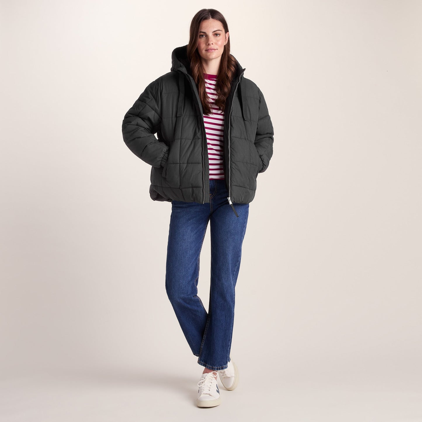 Else Womens Oversized Shower Resistant Heavy Padded Jacket - Black