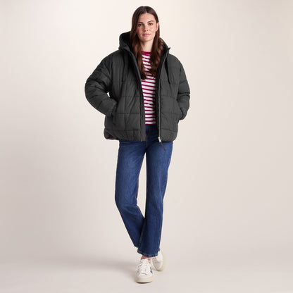 Else Womens Oversized Shower Resistant Heavy Padded Jacket - Black