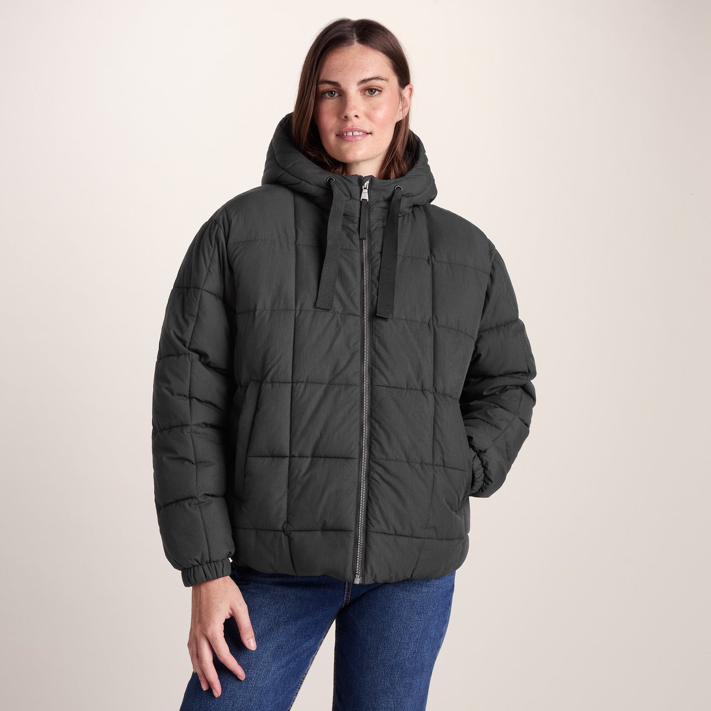 Else Womens Oversized Shower Resistant Heavy Padded Jacket - Black