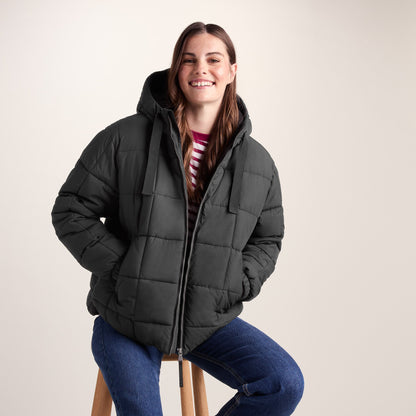 Else Womens Oversized Shower Resistant Heavy Padded Jacket - Black