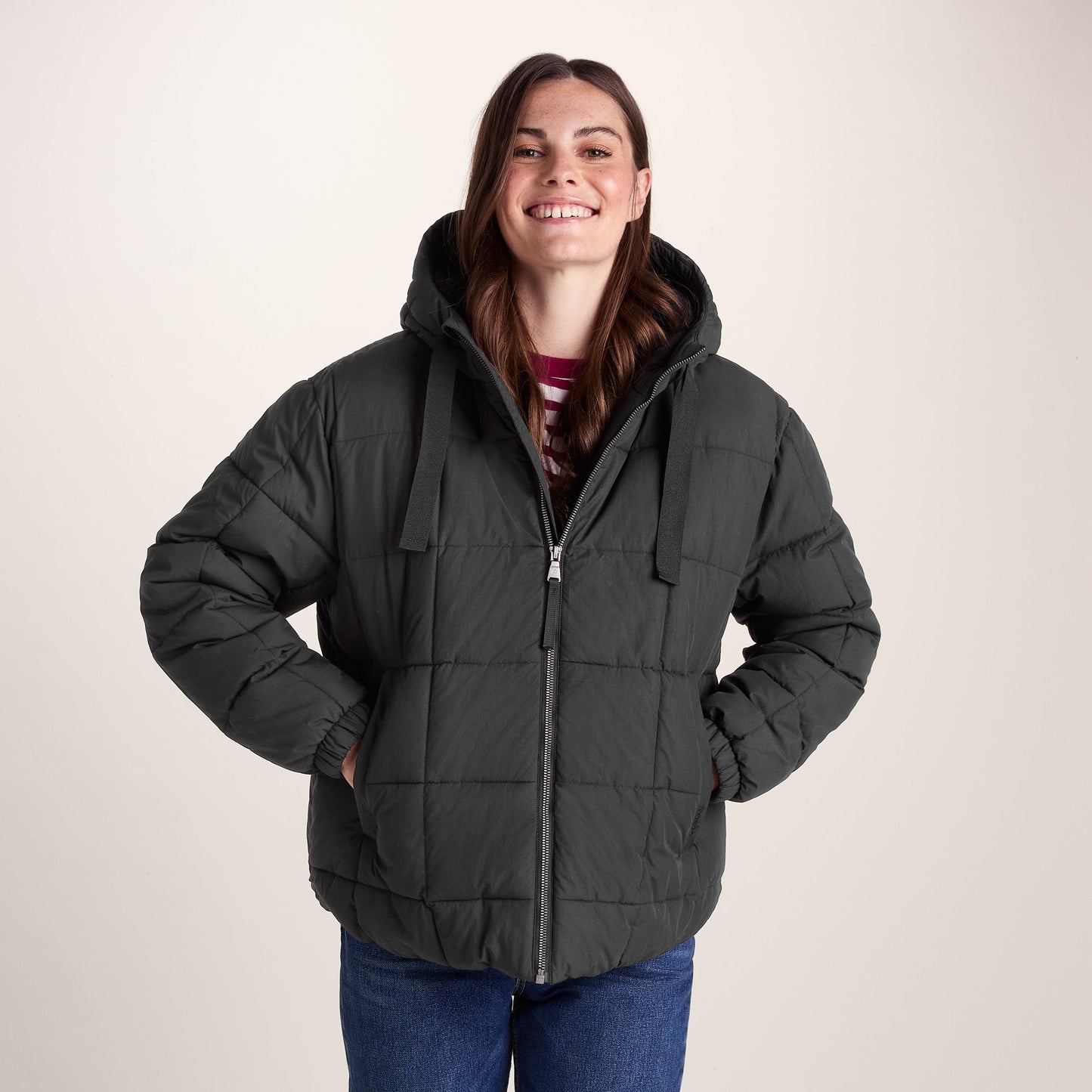 Else Womens Oversized Shower Resistant Heavy Padded Jacket - Black