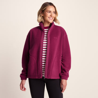 Emilie Womens Relaxed Fit Sherpa Fleece - Washed Burgundy