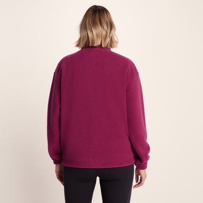 Emilie Womens Relaxed Fit Sherpa Fleece - Washed Burgundy