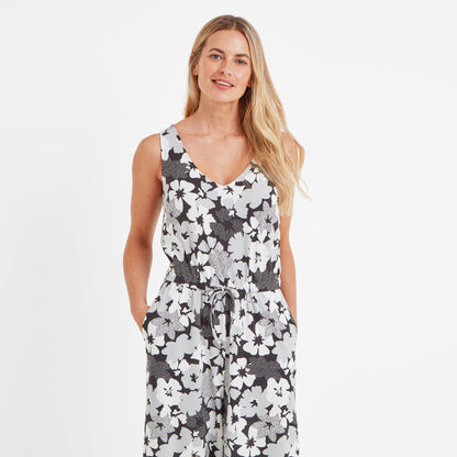 Emmie Womens Supersoft Jumpsuit - Black Floral Print