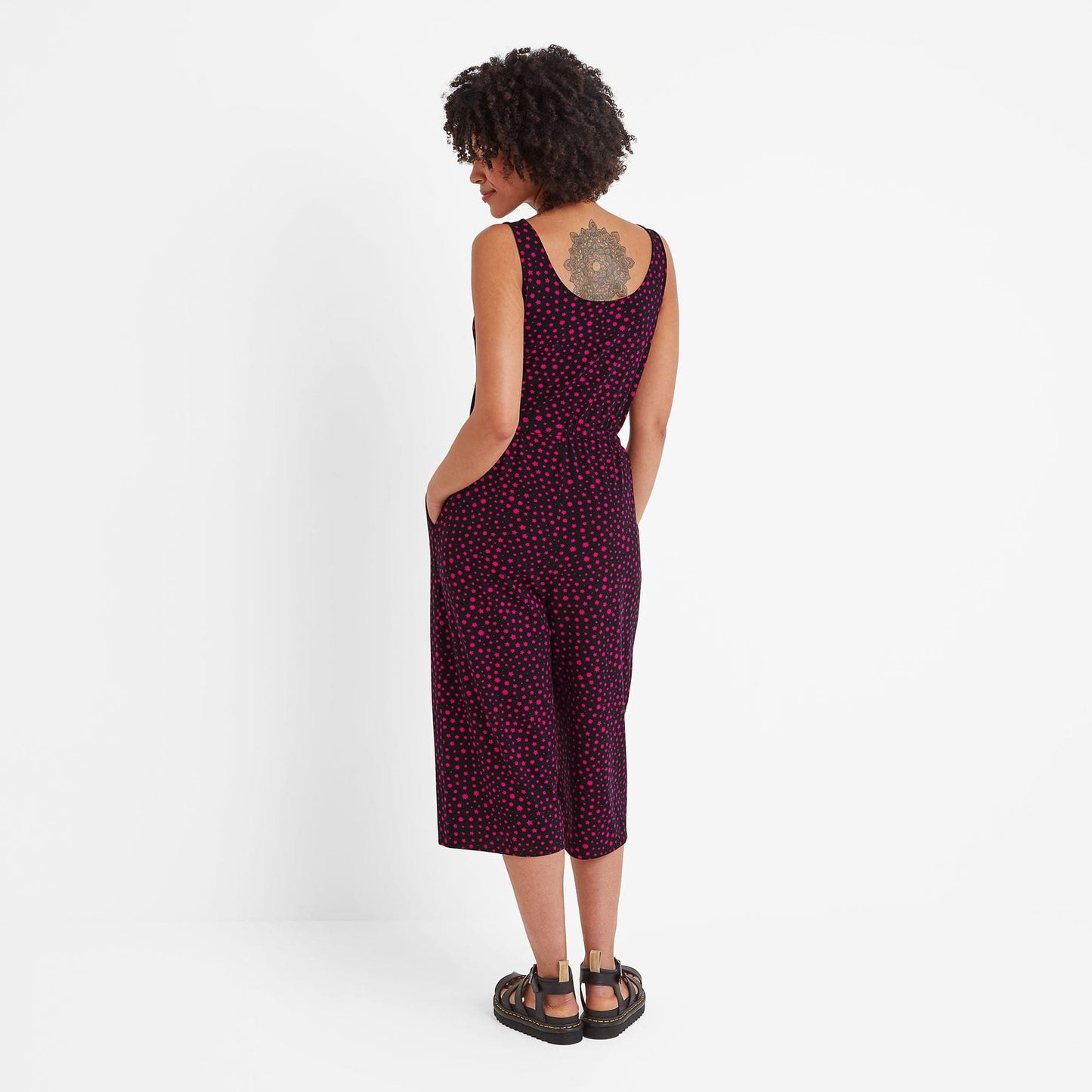 Emmie Womens Supersoft Jumpsuit - Magenta Star Print