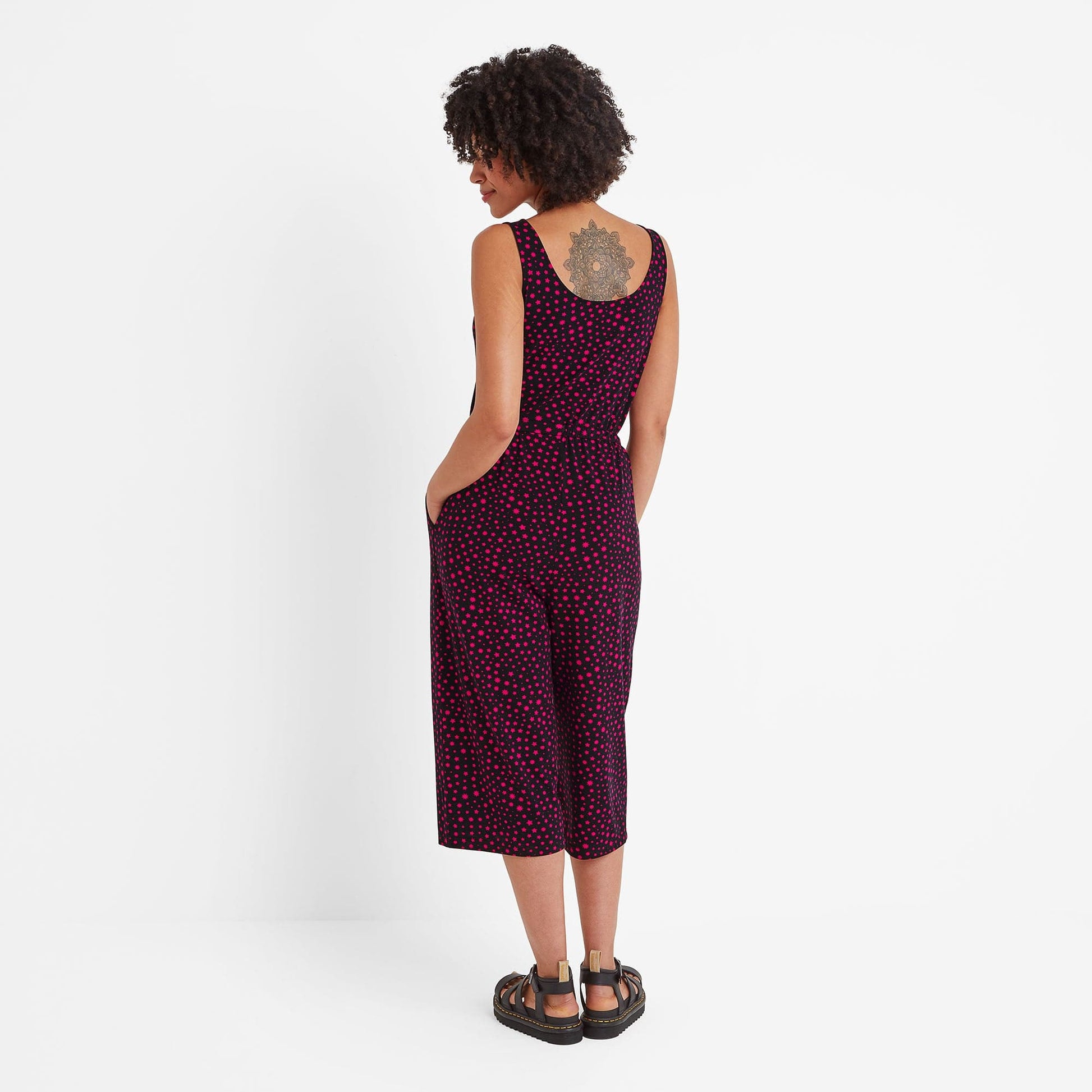 Emmie Womens Supersoft Jumpsuit - Magenta Star Print