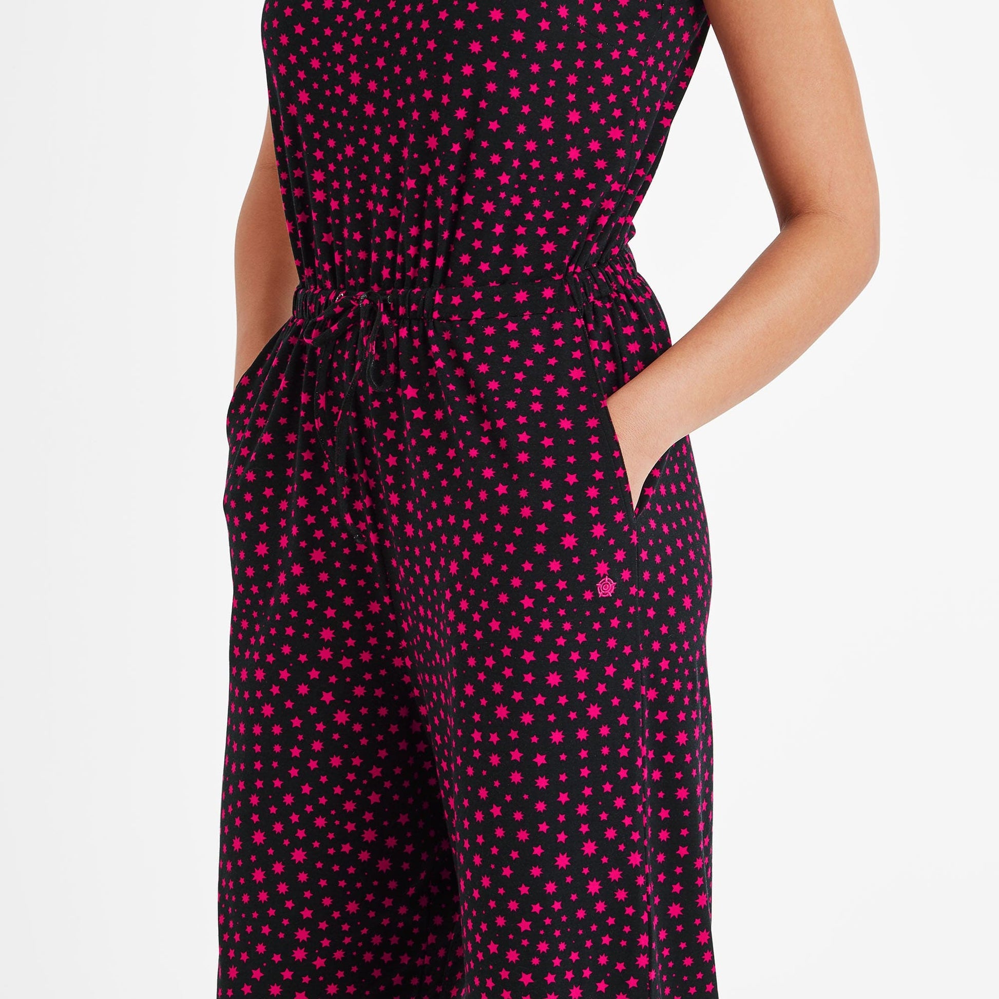 Emmie Womens Supersoft Jumpsuit - Magenta Star Print