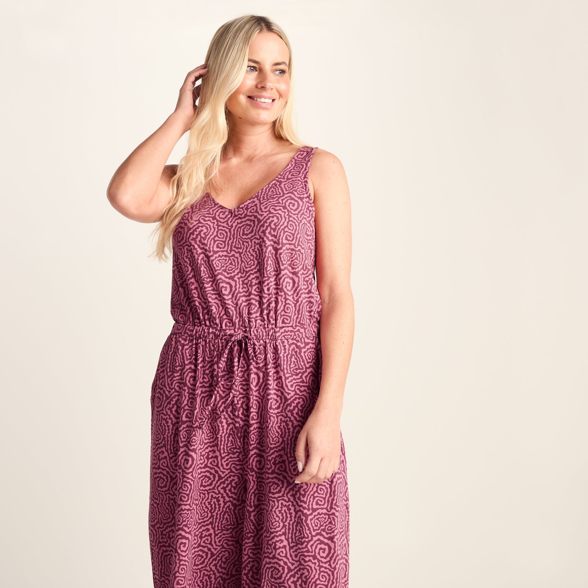 Emmie Womens Supersoft Jumpsuit - Black Raspberry Wiggle Print