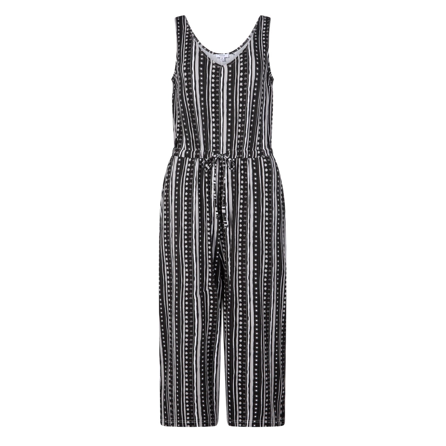 Emmie Womens Supersoft Jumpsuit - Black Doodle Stripe Print