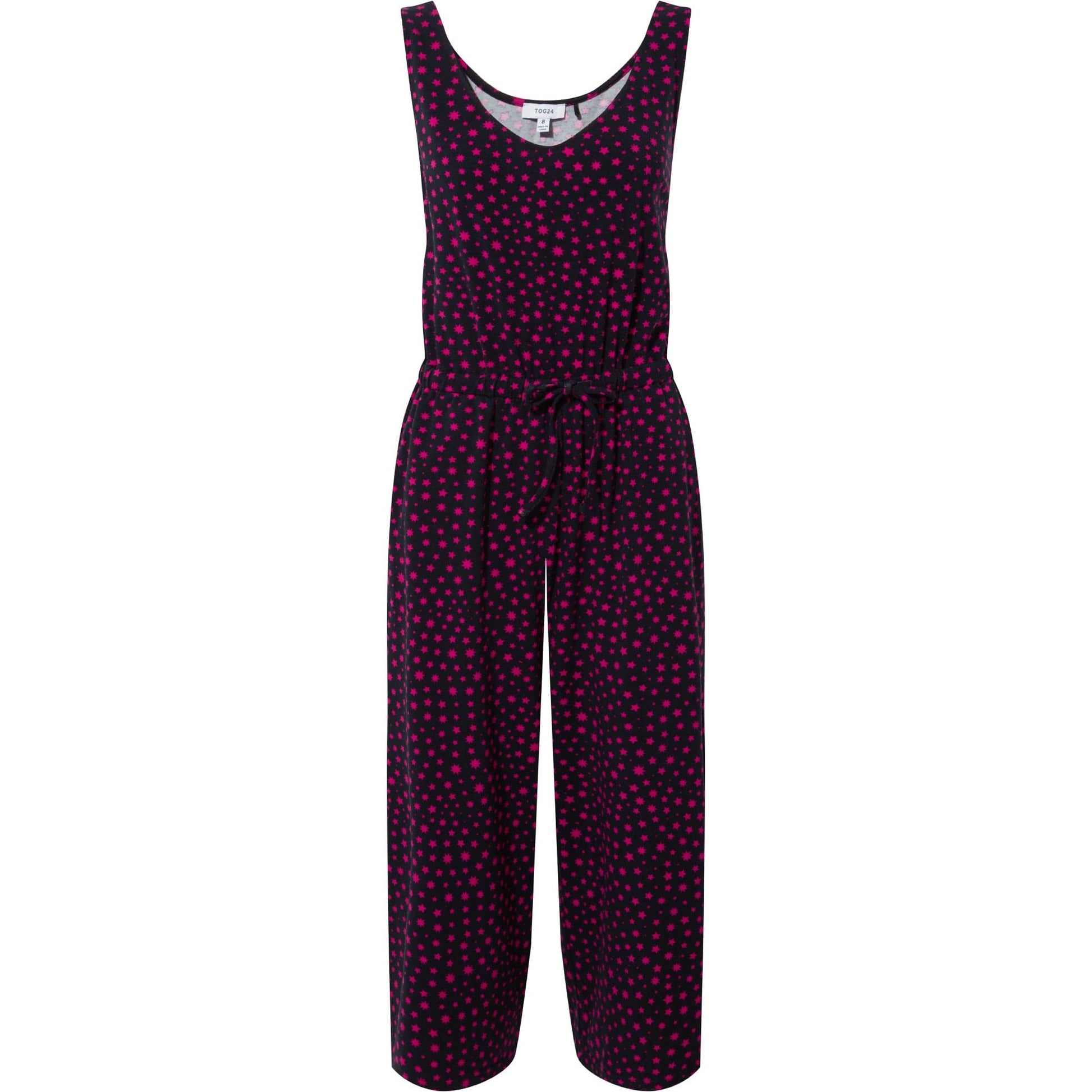 Emmie Womens Supersoft Jumpsuit - Magenta Star Print