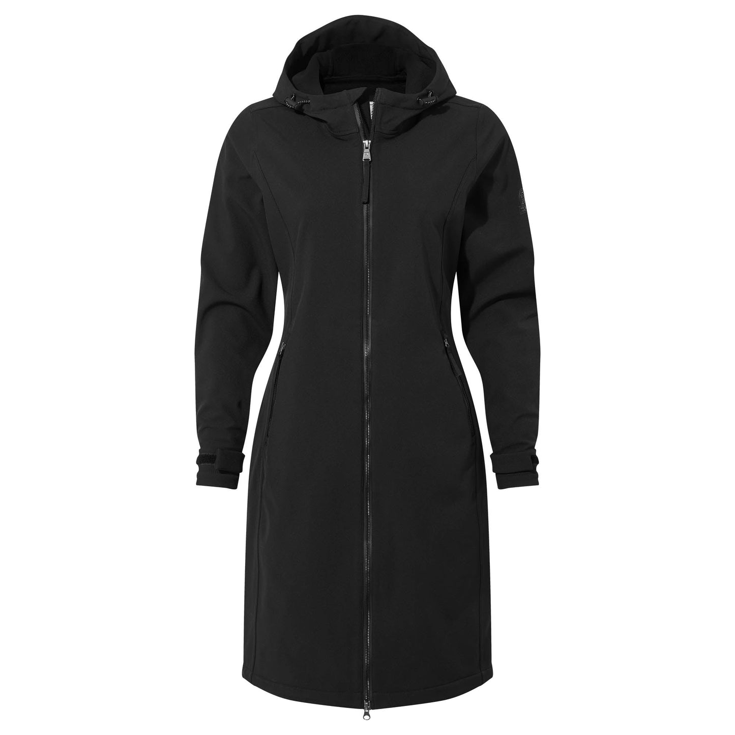 Enya Womens Longline Shower Resistant Softshell Jacket - Black