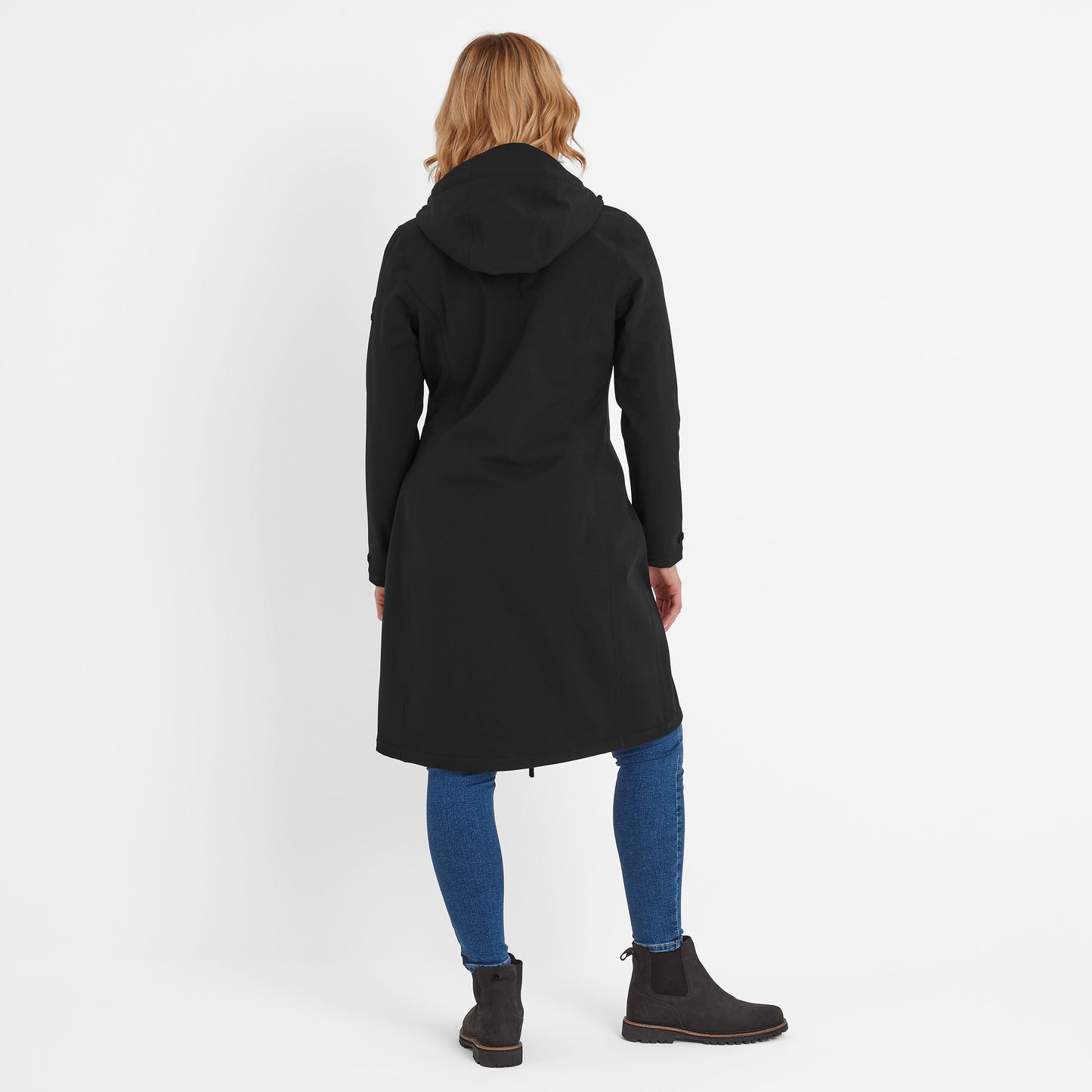 Enya Womens Longline Shower Resistant Softshell Jacket - Black