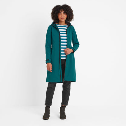 Enya Womens Longline Shower Resistant Softshell Jacket - Deep Teal