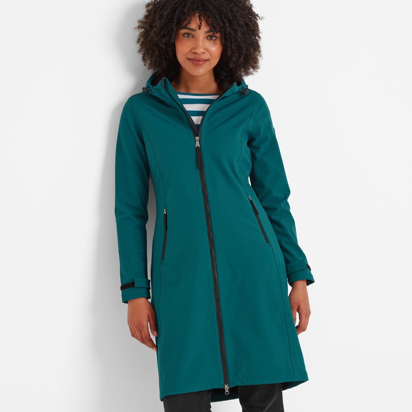 Enya Womens Longline Shower Resistant Softshell Jacket - Deep Teal