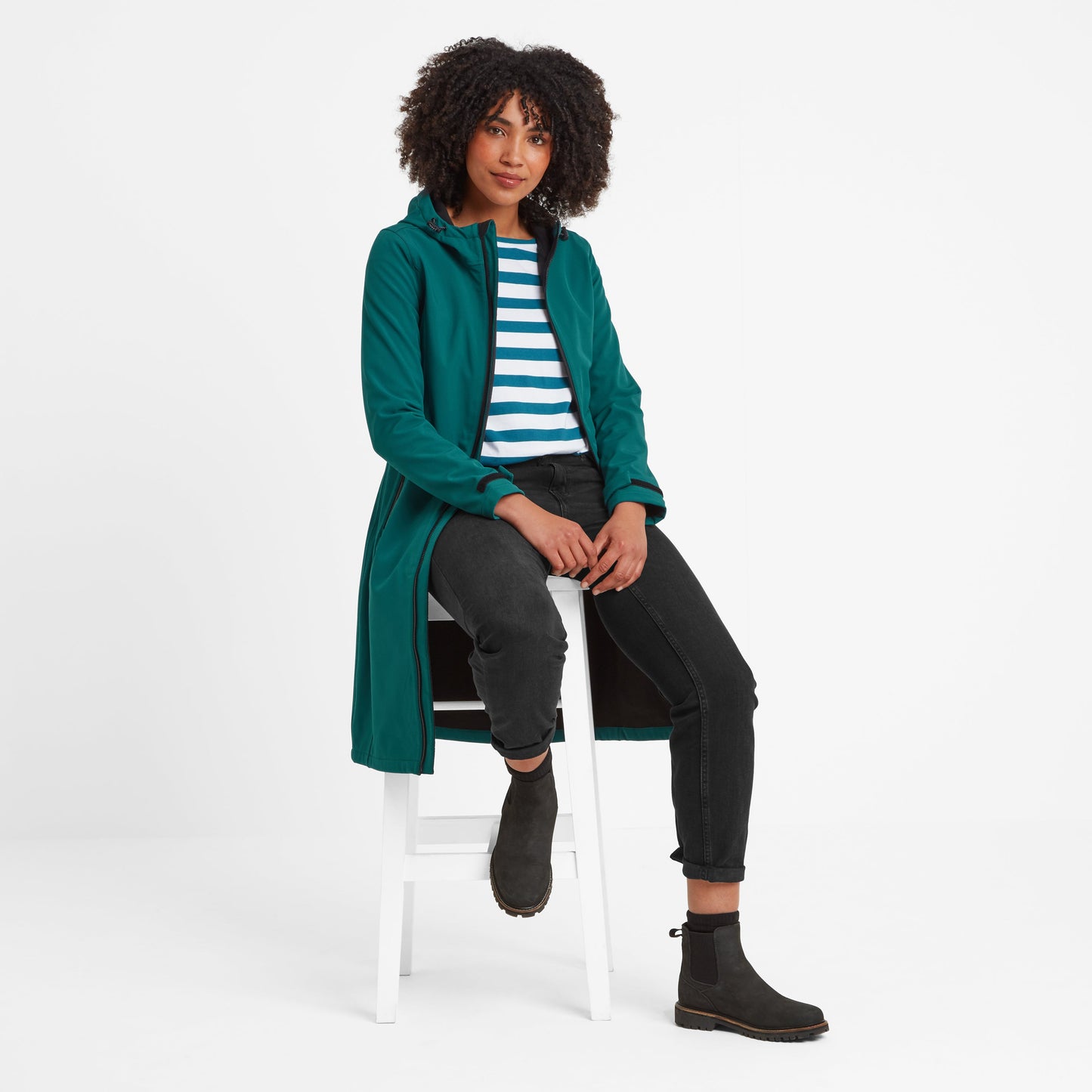 Enya Womens Longline Shower Resistant Softshell Jacket - Deep Teal
