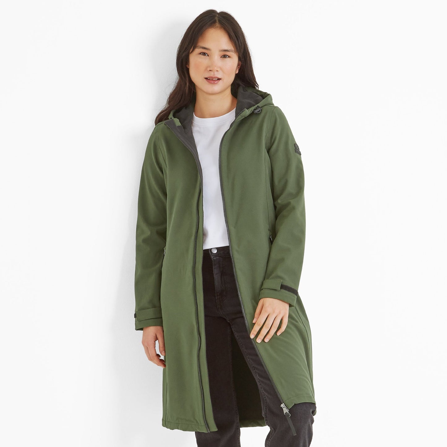 Enya Womens Longline Shower Resistant Softshell Jacket - Dark Green