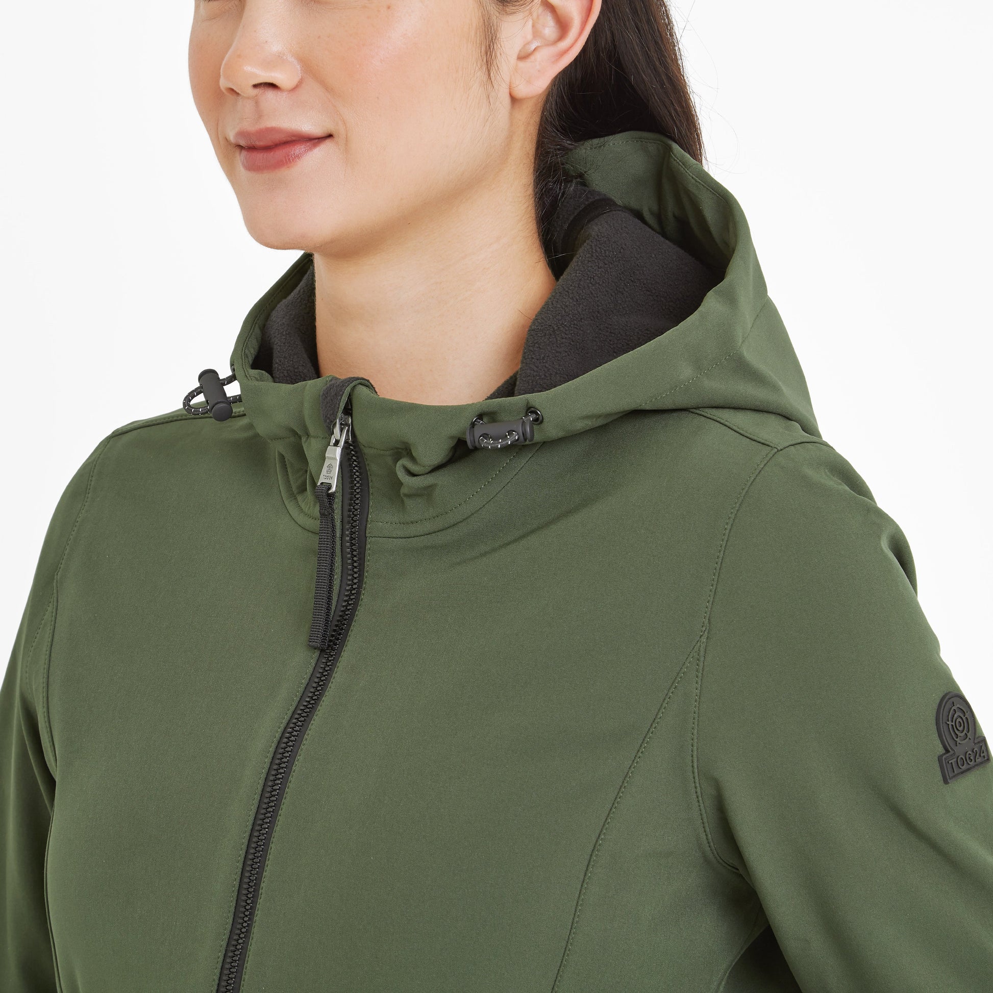 Enya Womens Longline Shower Resistant Softshell Jacket - Dark Green