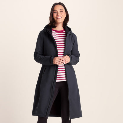 Enya Womens Longline Shower Resistant Softshell Jacket - Dark Indigo