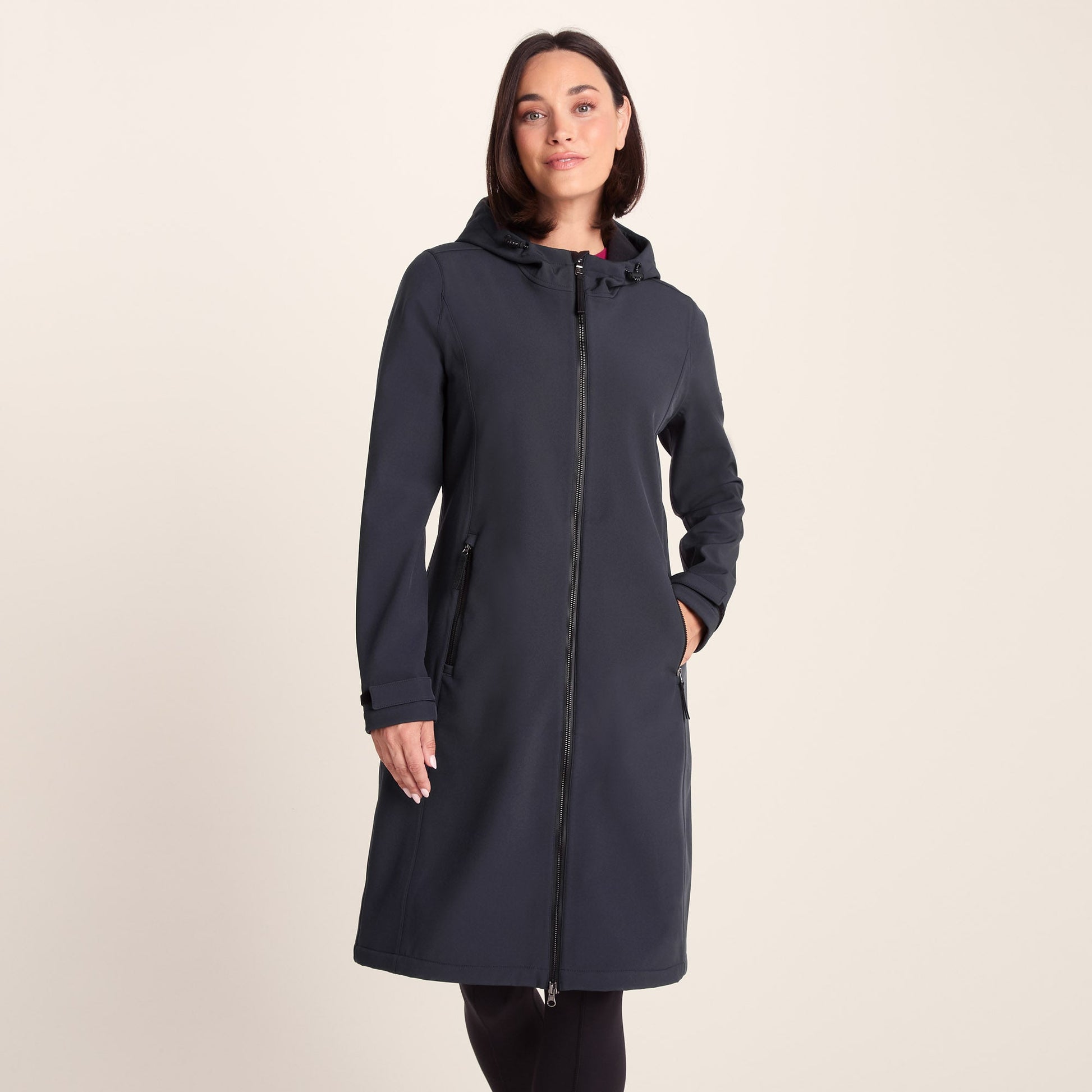 Enya Womens Longline Shower Resistant Softshell Jacket - Dark Indigo