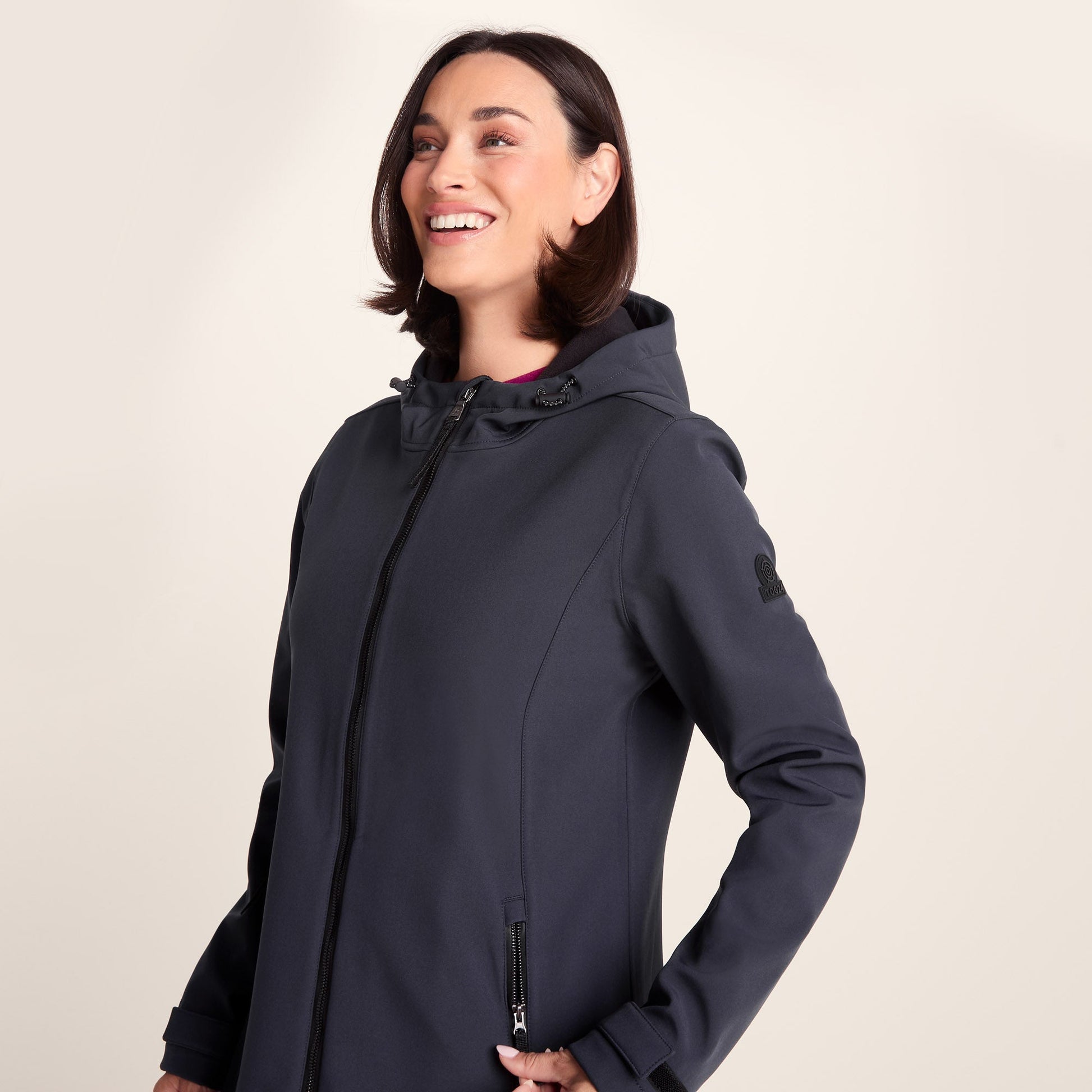 Enya Womens Longline Shower Resistant Softshell Jacket - Dark Indigo
