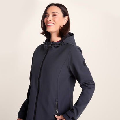 Enya Womens Longline Shower Resistant Softshell Jacket - Dark Indigo