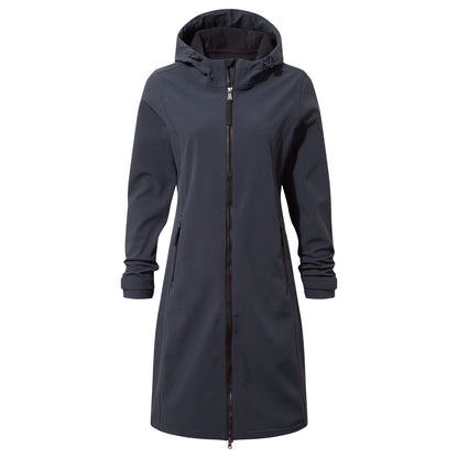 Enya Womens Longline Shower Resistant Softshell Jacket - Dark Indigo
