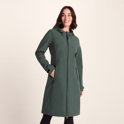 Enya Womens Longline Shower Resistant Softshell Jacket - Racing Green