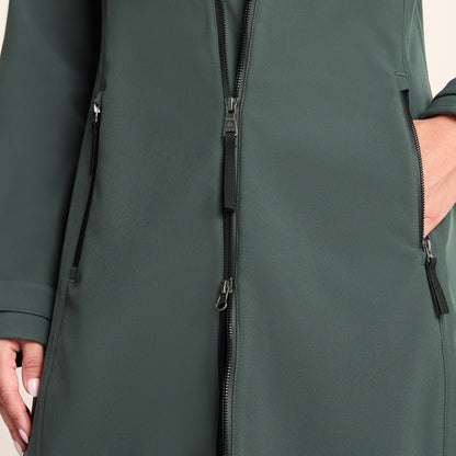 Enya Womens Longline Shower Resistant Softshell Jacket - Racing Green